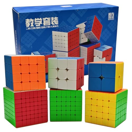 Oostifun MoYu Cubing Classroom WCA 234567 Lehren Magie Puzzle Würfel Bundle 2x2 3x3 4x4 5x5 6x6 7x7 Stickerless Magic Drehwürfel Aufkleberlose Twist Cube Set mit Geschenkverpackung MF9202 von Oostifun