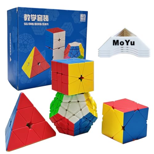 Oostifun MoYu MOFANGJIAOSHI MFJS WCA Würfel Nicht-kubischer Teaching Set Megaminx & Skewb & Square-1 & Pyramid Wettbewerb Würfel Set mit Geschenkverpackung für Vier Würfel Stative (Multi Color) von Oostifun