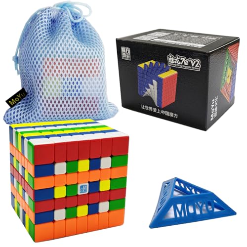 Oostifun MoYu MoFang JiaoShi Meilong 7M V2 Würfel 7x7 Würfel Klassenzimmer Meilong 7 M V2 7 Schichten Mehrfarbig Würfel Puzzle mit Würfel Tasche und einem Würfel Stativ von Oostifun