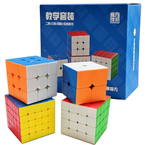 Oostifun MoYu MoFangJiaoShi Cubing Classroom WCA 2345 Lehren Magie Puzzle Würfel Bundle 2x2 3x3 4x4 5x5 Magie drehen Würfel Stickerless Glatte Twist Würfel Set mit Geschenkverpackung MF9201 von Oostifun