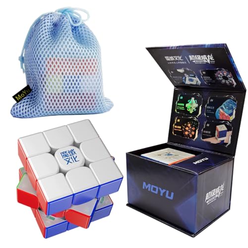 Oostifun MoYu Super WeiLong 3x3 Würfel, 8 M Frühling Ball-Kern Positionierung 2.0,Magic Tuch bedeckt 3x3x3 Wettbewerb Magic Puzzle Würfel Multicolor Stickerless + einen Würfel Tasche von Oostifun