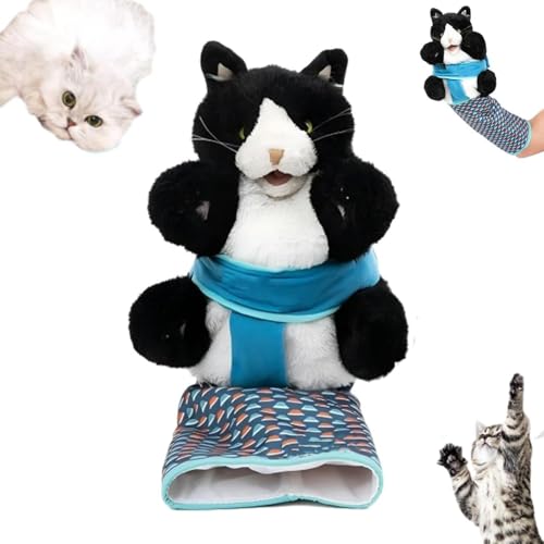 Cat Wrestler Puppet, 25CM Handpuppe Katze, Katzen Ringer Handpuppe, Interaktives Katzenspielzeug, Handpuppen für Kinder, Katze Plüschtier, Katze Spielzeug, Kuscheltier, Tierhandpuppen für Kinder von Opdestn