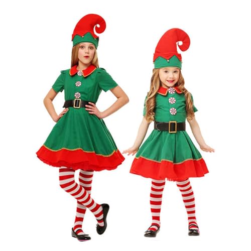 Elfs Kostüm Weihnachtskostüm Weihnachten Elfs Kostüm, Elfenkostüm für Kinder Erwachsene, Weihnachtselfen Eltern Kind Kostüm, Cosplay Outfit, Christmas Elfs Costume für Jungens und Mädchen von Opdestn