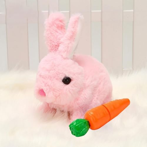 Opdestn Hüpfender Kaninchen, Hase Kuscheltier, My Realistic Bunny Toy, 2025 Neu Interaktives Kaninchen Spielzeug, Elektrische Hasenpuppe Springen, Wackelnde Ohren, Ostergeschenke Kinder von Opdestn