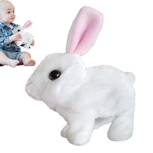 My Realistic Bunny Toy, Interaktives Kaninchen Spielzeug, Hüpfendes Kaninchen, Interaktives Elektronisches Hasens Kuscheltier mit Geräuschen, Bewegungen, Wackeln, Osterhase Plüschtier von Opdestn