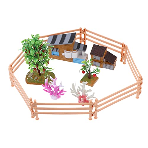 Operitacx 1 Satz Farmmodell-Ornamente Miniaturpflanzen Fechtzubehör Spielset Bauernhof Miniatur Mini-Bäume-Modell Obstbaum-Modell PVC Material Spielzeug Bauernhaus Modell Farmszenenmodell von Operitacx