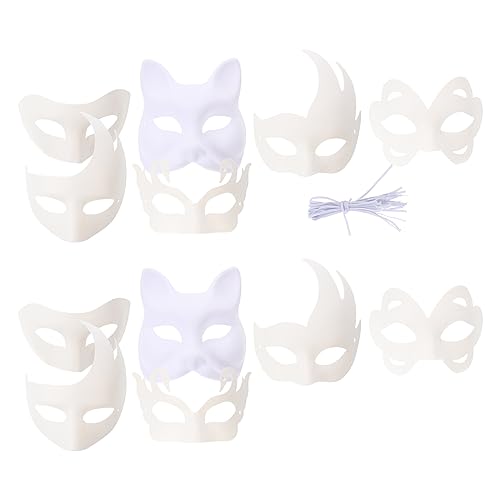 Operitacx 12 Stück Maskerade Halb Leere Bemalbare Maske Halloween-Maske Zum Basteln Für Männer Und Frauen Halloween-Party von Operitacx