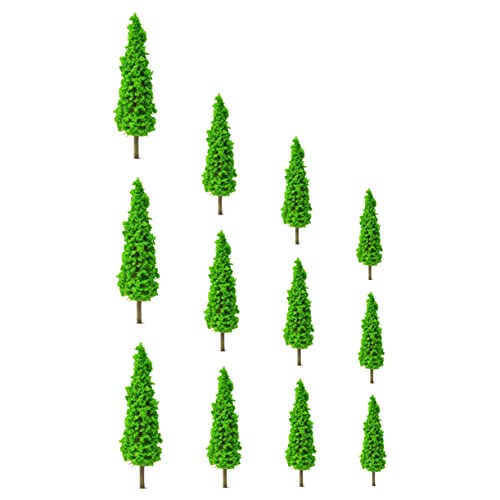 Operitacx 12St Simulation grüner Baum schreibtischdeko Little Trees Modellbau Zubehör Bäume Modellbaum dekobäume Anlage Miniatur Pflanzen Mini-Baumschmuck Desktop-Dekoration Plastik Green von Operitacx