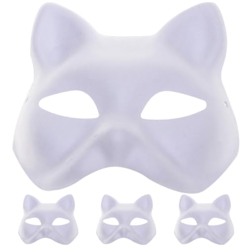 Operitacx 15 Stück Katzenmaske Bemalbare Weiße Katzenmaske Therian-Tiermaske Leere Katzenmaske Zum Bemalen Von Halben Für Diy-Halloween-Cosplay-Masken von Operitacx