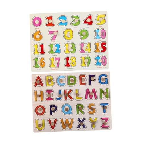 Operitacx 2 Satz Vorschulspielzeug Montessori-rätsel Alphabet-rätsel Puzzle Formen Vorschulrätsel Interaktives Alphabet-puzzle Buchstabenrätsel -puzzle Zahlenrätsel Für Kleinkinder Holz von Operitacx