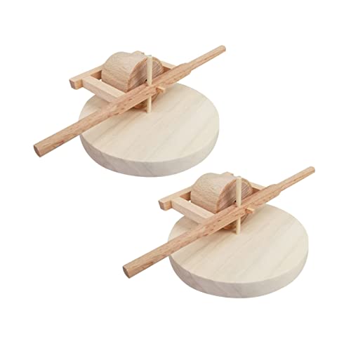 Operitacx Ländlichen Landschaft Decor 2pcs Mini Mühlstein Modell Holz Miniatur Bauernhof Werkzeuge Set von Operitacx