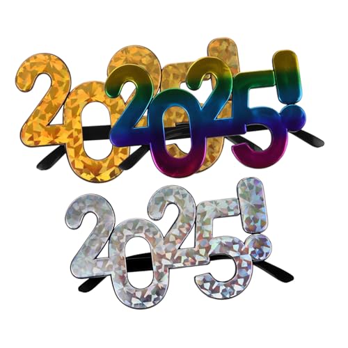 Operitacx 3 Stück 2025 Brillen 2025 Brillen Requisiten Neujahrs Kostümzubehör Party Brillen Dekore Neujahrs Partyzubehör Neujahrs Partygeschenke 2025 Modellierbrillen Neujahrs von Operitacx