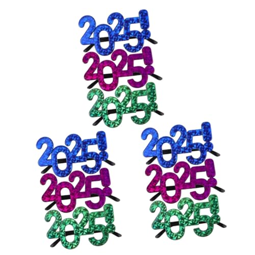 Operitacx 9 Stück 2025 Brillen Neujahrs Brillen Party Gebrauchsbrillen Neujahrs Partygeschenke Party Requisiten Neujahrs Kostümzubehör Neujahrs Partyzubehör Neujahrs Party Brillen von Operitacx