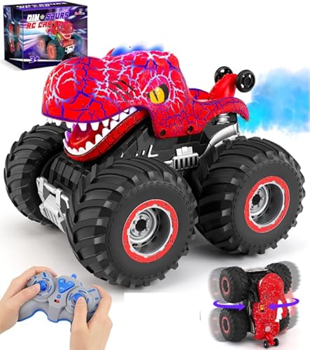 Ophy Ferngesteuertes Auto Dinosaurier Monstertruck Spielzeug ab 4 5 6 7 8 9 Jahre, All Terrain RC Auto mit Sprühnebel, Musik, Spielzeug Geschenke für Jungen Mädchen von Ophy