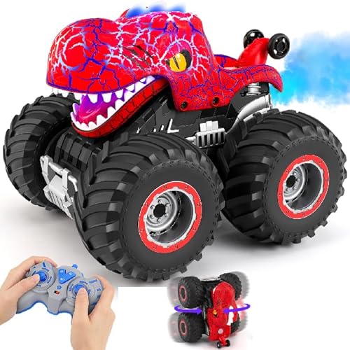 Ophy Ferngesteuertes Auto Dinosaurier Monstertruck Spielzeug ab 6 7 8 9 10Jahre, All Terrain RC Auto mit Sprühnebel, Musik, Spielzeug Geschenke für Jungen Mädchen von Ophy