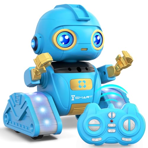 Ophy Roboter Kinder Spielzeug, wiederaufladbar und projizierbar, RC-Roboter mit LED-Augen und Musik, RC-Spielzeug mit Gestensensor für ab 3 4 5 6 7 8 9 10 Jahre Jungen und Mädchen Geschenk(Blau) von Ophy