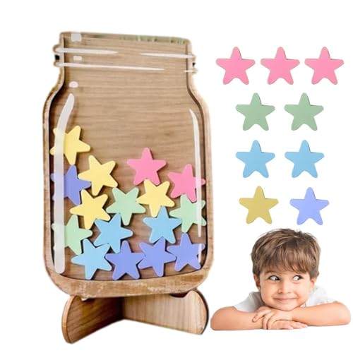 Belohnungsglas – Personalisierte Belohnung Für Kleinkinder, Star Collect Jar | Sternglas Für Kinderverhalten Mit Holz- Und Acrylmaterial, Glas Für Motivation Und Positives Verhalten Für Den Schulkinde von Opilroyn