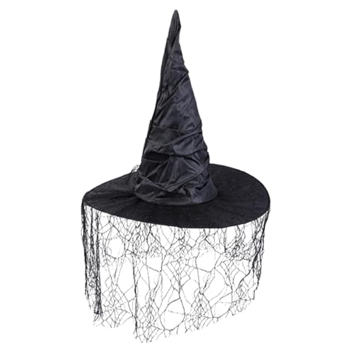 Böser Hexenhut – Hut Mit Breiter Krempe, Hexenkostümhut, Halloween-Hutschleier | Böses Hexenhut-Kostüm Mit Multifunktionalem Einsatz, Zauberer-Partyhut Halloween Für Halloween-Kostümpartys, 16 X 14 Zo von Opilroyn