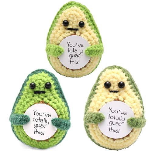 Emotionale Unterstützung häkeln, gestrickte Puppe mit positiver Karte | 3 Stück lustige Poo-Strickpuppe - Niedliche Strickdekoration, kreatives Häkel-Poo-Avocado-Puppenspielzeug für Kinder un von Opilroyn