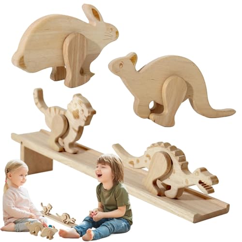 Holztier-Set – Set Mit 5 Trägheitstier-Laufspielspielzeugen, Hölzerne Kinder-Tier-Downhill-Trägheitsblöcke Für Die Frühpädagogik, Fördern Die Konzentration Der Kinder, Unterhaltsame Lernspielzeuge, Hö von Opilroyn