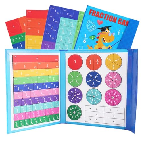 Magnetische Fraktionskacheln – buntes Brüchen-Aktivitäten-Set, Fähigkeitsverbesserung von Bruchkreisen | Mathematik-Manipulative magnetische Bruchsteine, Bruchkreise für Grundschule Bruchstreifen von Opilroyn