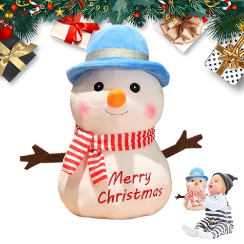 Opilroyn Ausgestopfter Weihnachtsschneemann,Ausgestopfte Schneemanndekorationen | 9,8 Zoll lustige Stofffigur Puppe,Kinderspielzeug Coole Plüschtiere, bequemes Cartoon-Kuscheltier für Mädchen, Kinder von Opilroyn