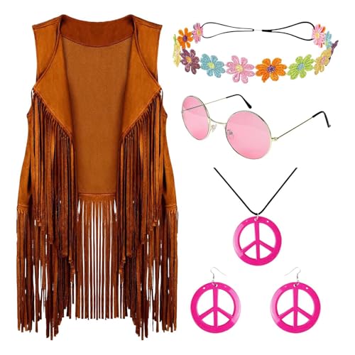 Opilroyn Disco Outfits Hippie Accessoires | Damenkostüme | Hippie-Accessoires mit Fransen-Detail für Hippie-Partys Straßenfotografie Freizeitkleidung von Opilroyn