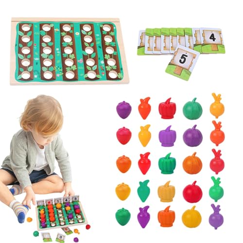 Opilroyn Erntespiel für Kinder, Küchenspielzeug – Puzzlespielzeug in Form von künstlichen Früchten, Erntespielzeug aus Holz, Lernspielzeug zur Verbesserung der Feinmotorik für und Mädchen von Opilroyn