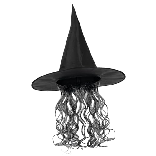 Opilroyn Hexenhut-Kostüm für Damen, schwarzer Hexen-Perückenhut - Halloween Cosplay Gesichtsbedeckungsset | Rollenspiel-Hexe-Gesichtsbedeckung für Frauen, Kostüm-Requisiten für Maskerade von Opilroyn