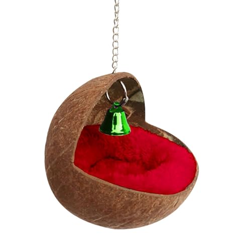 Vogelhaus Aus Kokosnussschale – Kokosnusshauthaus | Papageienhaus Aus Kokosnuss, Vogelhausbett Mit Warmer Unterlage Für Papageien, Sittiche, Hamster, Mäuse, Chinchillakäfigspielzeug, Nistkasten von Opilroyn