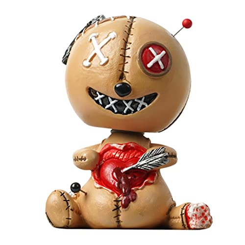 Voodoo-Puppen-Wackelkopf – Kopfschütteln-Spielzeug, Voodoo-Puppe, Auto-Schüttelkopf-Ornament – ​​Halloween-Wackelkopf-Spielzeug, Harz-Voodoo-Puppen-Schüttelkopf-Auto-Ornament, Auto-Innenraum-Armaturen von Opilroyn