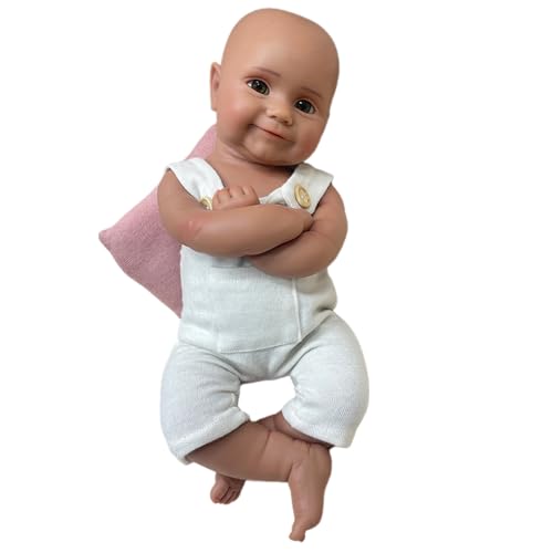 Oppaionaho Realistische Babypuppen-Figuren aus Silikon, 50 cm, afrikanisches Neugeborenes, Mädchen, waschbar,hellbraun von Oppaionaho