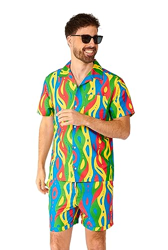 OppoSuits 2-teiliges Hawaii Sommer-Set für Herren - 2-teiliges Strandbekleidungs-Set - Mehrfarbig - passendes Hemd und Shorts von OppoSuits