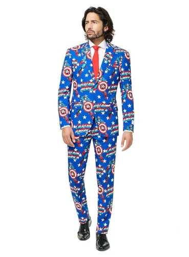 OppoSuits Captain America Anzug für Herren bestehend aus Sakko, Hose & Krawatte, 46 von OppoSuits