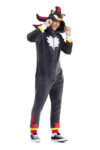 OppoSuits Erwachsene Einteiler Pyjama - Sonic Strampler - Shadow Der Igel Onesie - Schwarz von OppoSuits