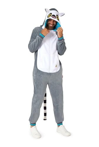 OppoSuits Erwachsene Einteiliger Pyjamas - Tier-Strampler - Lemur Onesie - Grau von OppoSuits