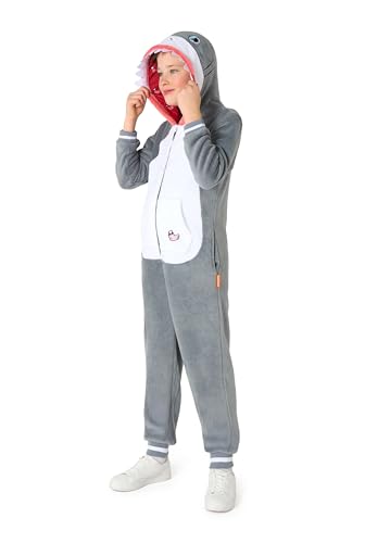 OppoSuits Kinder Einteiliger Pyjamas - Tier-Strampler - Hai Onesie - Grau von OppoSuits