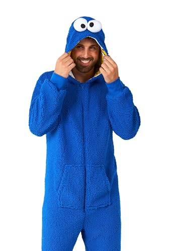 OppoSuits Krümelmonster-Strampler für Erwachsene, Einteiler, Unisex, Sesamstraße, lockere Passform, mit Taschen, Blau von OppoSuits