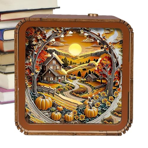 3 d Wooden Puzzles Night Light, LED Light Wooden Puzzle - Wireless 3 d Wooden Puzzle with LED Night Light, Decorative Puzzle Toy for Kids and Adults, Perfect Home Desk Décor von Opvonxeh