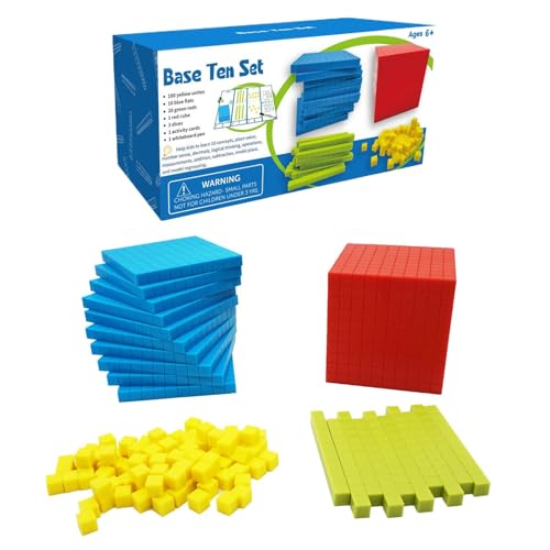 Base Ten Blocks, Math Game Cubes Base Blocks, Preschool Learning Counting, 9,25 x 4,33 x 4,33 Zoll Lernspielzeug, Platz Value, für Gruppenaktivitäten, Spiele und Individuelles Lernen von Opvonxeh