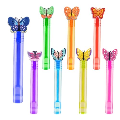 Bubble Wand, Small Butterfly Bubble Wands Party Favors, 8-Piece Fun Set, Kids Bath Time Toys and Goodie Bag Stuffers for Outdoor Play, Classroom Prizes, and Photo Props von Opvonxeh