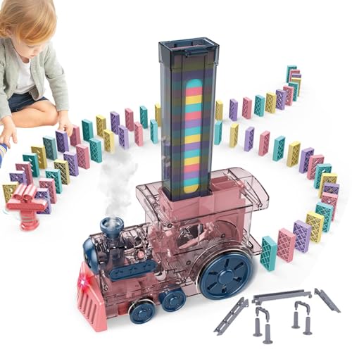 Domino Toy, Electric Domino Machine, Automatic Domino Train, Creative Train Machine, Fun Kids Domino Game, Domino Track Toy, Light Up Domino Train, Sound Domino Train Toy, Kindergarten Spielzeug für von Opvonxeh