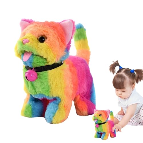 Electric Plush Cat, Realistic Interactive Pet, Battery Operated Toy, Wagging Tail Motion, Portable and Sturdy Fun Toy, Meowing Sound Feature, Perfect for Children von Opvonxeh