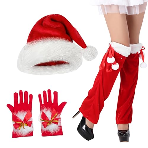 Festive Party Gear | Santa Kostüm für Frauen | Fun Holiday Accessoires, Christmas Themed Outfits, Winter Kostüm Set, Cute Holiday Attire, Playful Christmas Accessories, Cozy Santa Hut und Handschuhe von Opvonxeh