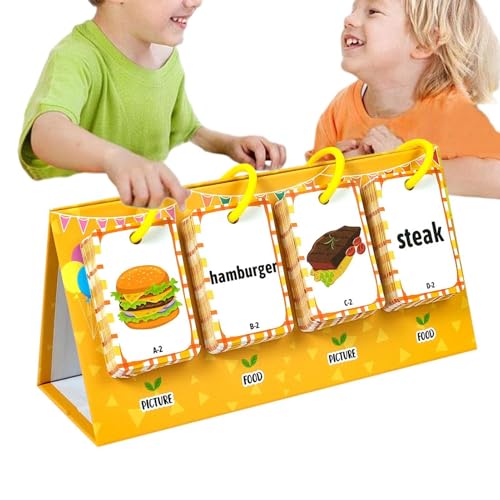 Kids Flash Cards, 96-teiliges Lebensmittel-Recognitions-Spielzeug, kognitives Lernspielzeug, doppelseitige Lernkarte, 29 x 20 cm, Sprachentwicklungsspiel, Lernaktivität von Opvonxeh