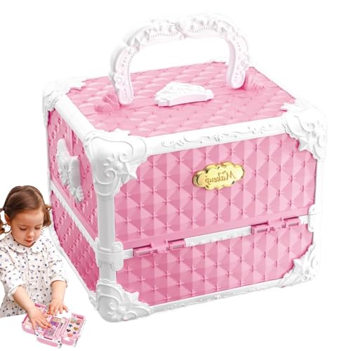 Kids Makeup Kit for Girls, Princess Dress Up Kit, Makeup Vanities Toys, Pretend Cosmetic with Storage Case, Fun Beauty Set, 7.87x7.48x4.53 Inches Creative Vanity Design von Opvonxeh