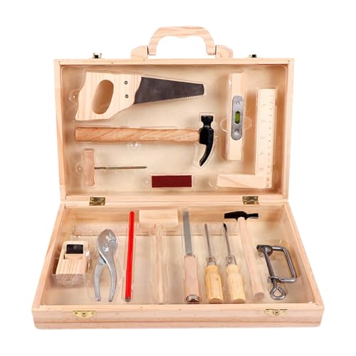 Kids Tool Set, Holz Tool Set, Lernwerkzeug Kit, Preschool Pretend Tools, Holzwerkzeug Set für , Repair Pretend Tools Kit, Kids Wooden Tool Bench with Box von Opvonxeh