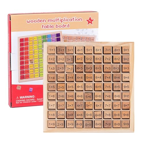 Mathematik-Lerntafel aus Holz - Mathematisches Multiplikationsbrett-Spiel Spielzeug - Zählspielzeug für Mathematik-Tischbrettspiele, Lernspielzeug für Computerspiele von Opvonxeh