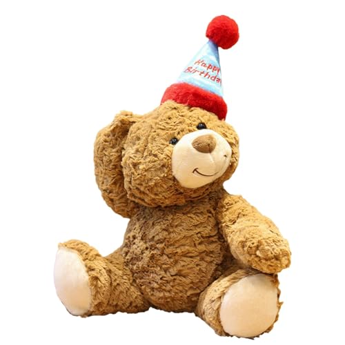 Opvonxeh Bear Stuffed Animal, Cartoon Bear Plush Toy, Birthday Plush Bear with Hat, Cute Animal Kid's Bedroom Decor, Happy Prop, Birthday Gift Bear Stuffed Animal, 14.96in Bear Plush for Kids von Opvonxeh