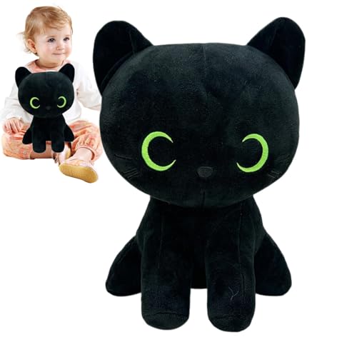 Opvonxeh Black Cat Plush Stuffed Animal Toy, Stuffed Black Cat Toy Plushie, Cat Stuffed Animal Plush Toy, Funny Cat Doll Plushie, Cat Plush Toy for Sofa, Black Cat Stuffed Animal Pillow von Opvonxeh